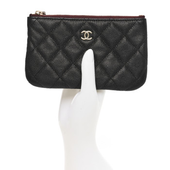CHANEL Caviar Quilted Small Cosmetic Case Black