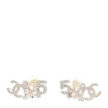 CHANEL Crystal Star 5 CC Earrings Silver