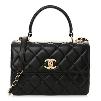 CHANEL Lambskin Quilted Small Trendy CC Dual Handle Flap Bag Black
