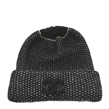CHANEL Cashmere CC Beanie Hat Black