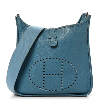 HERMES Taurillon Clemence Evelyne PM Blue Jean