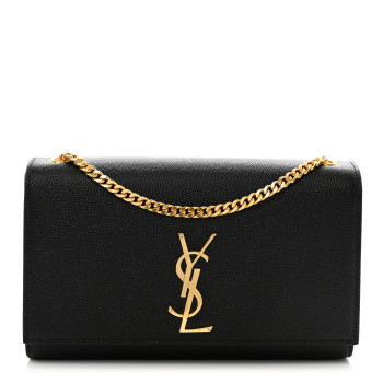 SAINT LAURENT Grain De Poudre Medium Classic Monogram Kate Satchel Black