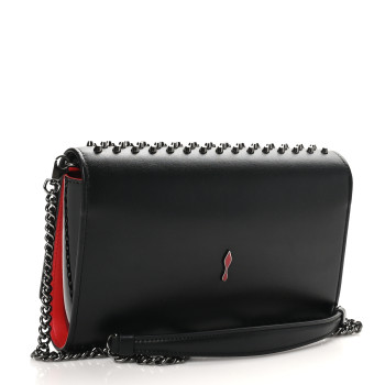 CHRISTIAN LOUBOUTIN Calfskin Patent Spikes Paloma Clutch Black