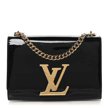 LOUIS VUITTON Patent Chain Louise MM Black