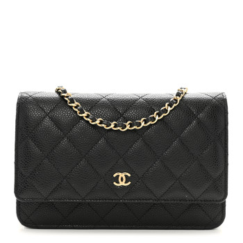 CHANEL Caviar Quilted Wallet on Chain WOC Black