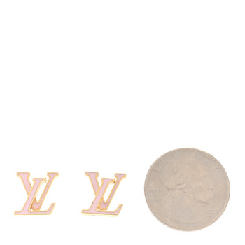 LOUIS VUITTON Metal Enamel LV Iconic Earrings Gold Pink