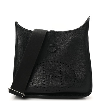 HERMES Taurillon Clemence Evelyne III PM Black