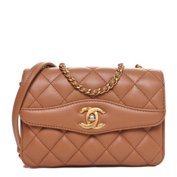CHANEL Lambskin Quilted Bi-Color Small Coco Vintage Flap Brown