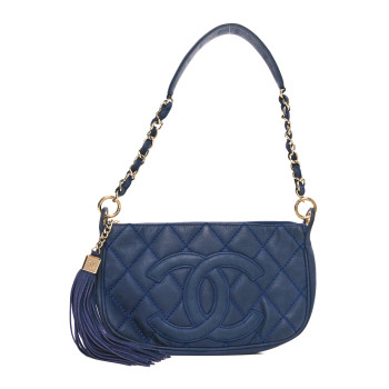 CHANEL Iridescent Caviar CC Shoulder Bag Blue