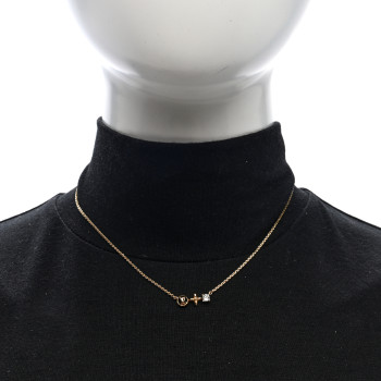 LOUIS VUITTON Metal Crystal Petite Louis Necklace Gold