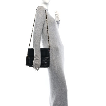 CHANEL Lambskin Quilted CC Tassel Shoulder Flap Bag Black
