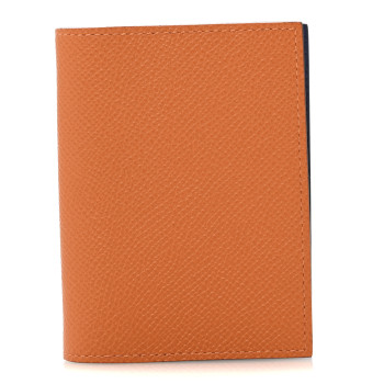 HERMES Epsom Verso Globe Trotter Agenda Cover PM Orange Bleu Saphir