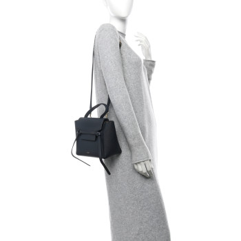 CELINE Grained Calfskin Nano Belt Bag Navy