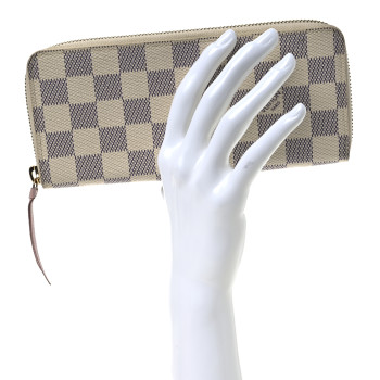 LOUIS VUITTON Damier Azur Clemence Wallet Rose Ballerine