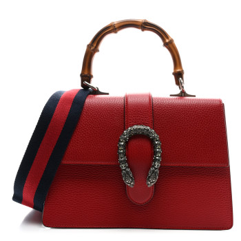 GUCCI Dollar Calfskin Crystal Web Medium Dionysus Bamboo Top Handle Bag Hibiscus Red Black Diamond