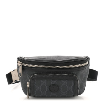 GUCCI GG Supreme Monogram Textured Calfskin Retro Interlocking G Belt Bag Black