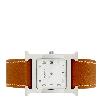 HERMES Stainless Steel Epsom 26mm Heure H Hour Quartz Watch  Gold