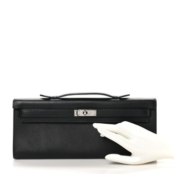 HERMES Swift Kelly Cut Clutch Pochette Black