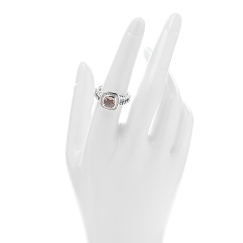 DAVID YURMAN Sterling Silver Diamond Morganite 7mm Petite Albion Ring 54 7