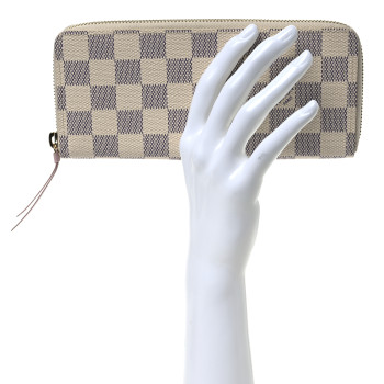 LOUIS VUITTON Damier Azur Clemence Wallet Rose Ballerine
