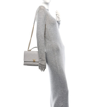 CHANEL Grained Calfskin Small Stitched Flap Grey