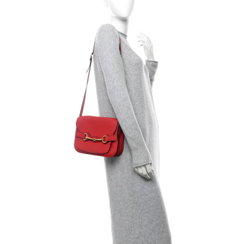GUCCI Grained Calfskin Large Bright Bit Flap Bag Red