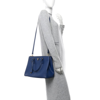PRADA Saffiano Medium Galleria Double Zip Tote Bluette
