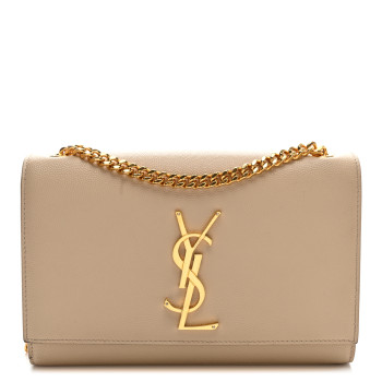 SAINT LAURENT Grain De Poudre Small Monogram Kate Satchel Nude Powder