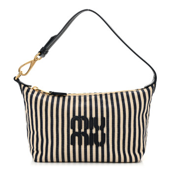 MIU MIU Jacqaurd Striped Pouch Beige Baltic Blue
