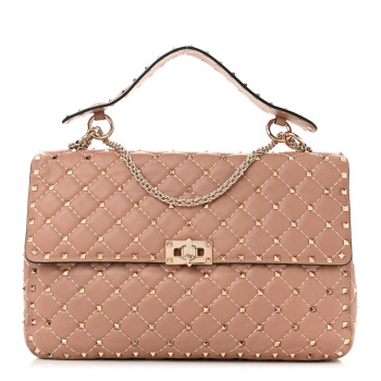 VALENTINO GARAVANI Nappa Large Rockstud Spike Shoulder Bag Poudre
