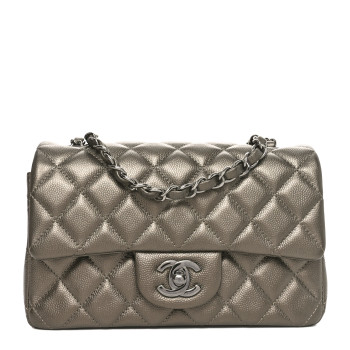 CHANEL Iridescent Caviar Quilted Mini Rectangular Flap Bronze