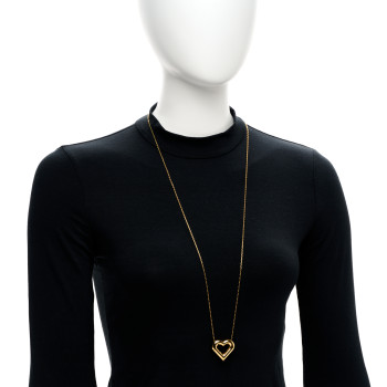 LOUIS VUITTON Metal LV and Me Heart Necklace Gold
