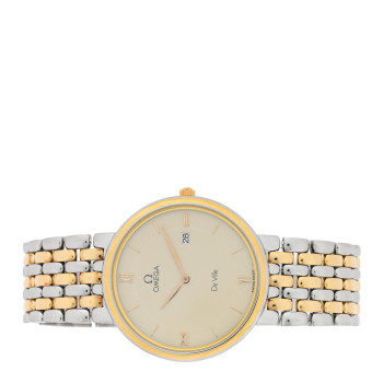 OMEGA Stainless Steel 18K Yellow Gold 32mm De Ville Quartz Watch Champagne 796.2379