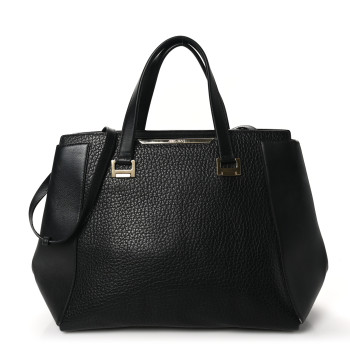 JIMMY CHOO Grained Calfskin Large Alfie Tote Black