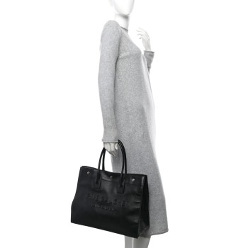 SAINT LAURENT Smooth Calfskin Rive Gauche Small Tote Black