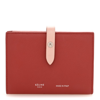 CELINE Grained Calfskin Medium Multifunction Strap Wallet Scarlet
