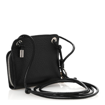 SAINT LAURENT Calfskin Zip Lanyard Wallet Black