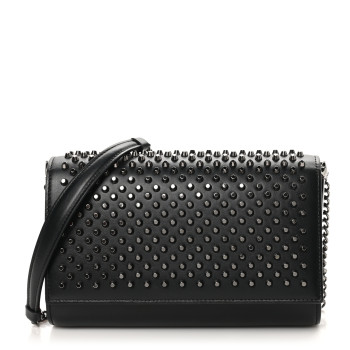 CHRISTIAN LOUBOUTIN Calfskin Patent Spikes Paloma Clutch Black