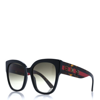 GUCCI Acetate Square Frame Web Sunglasses GG0059S Black Tortoise