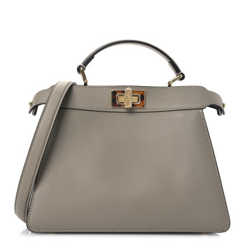 FENDI Vitello Seta Shiny Nappa Plexiglass Bi-Color Small Peekaboo I SEE U Satchel Tartaruga Black