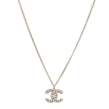 CHANEL Crystal CC Necklace Gold CHANEL Crystal CC Necklace Gold