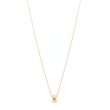 CHANEL 18K Beige Gold Coco Crush Round Pendant Necklace