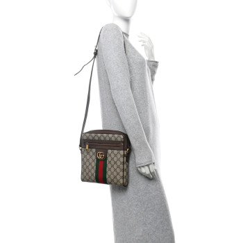GUCCI GG Supreme Monogram Web Small Ophidia Messenger Bag Brown