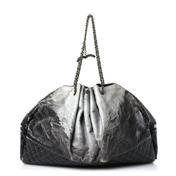 CHANEL Vinyl Quilted Melrose Degrade Tote Black