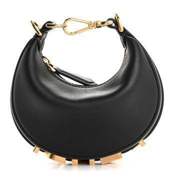 FENDI Vitello Grace Matte Nano Fendigraphy Hobo Charm Black