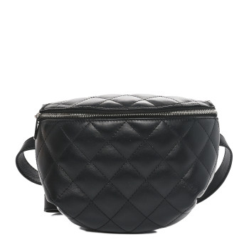 CHANEL Calfskin Quilted Waist Belt Bag Black