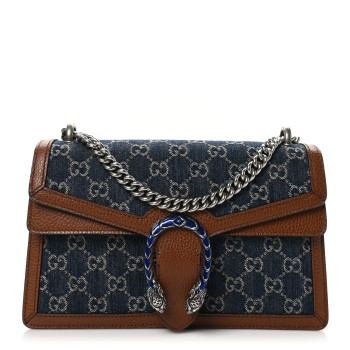 GUCCI New Denim GG Monogram Dollar Calfskin Enamel Small Dionysus Shoulder Bag Blue Tea Cuir Epilog Electric Blue
