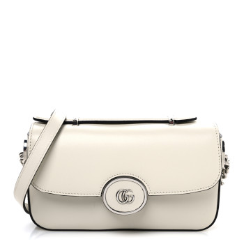 GUCCI Senna Calfskin Petite Mini GG Top Handle Shoulder Bag Mystic White