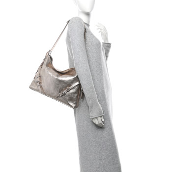GIVENCHY Metallic Calfskin Medium Voyou Bag Dusty Gold