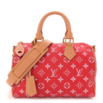 LOUIS VUITTON Soft Calfskin Monogram Speedy P9 Bandouliere 25 Red